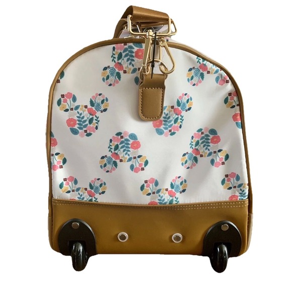 Bioworld Disney Mickey Mouse Rolling Duffle Bag 20" Carry On Travel Floral NWT - Picture 15 of 16